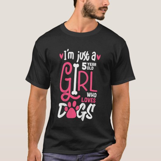 Kinder 5-jarig meisje dat van Dogs Puppy Kinder 5t T-shirt (Voorkant)