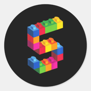 Kinder 5-jarige bouwstenen Blokkeren 5 Ronde Sticker