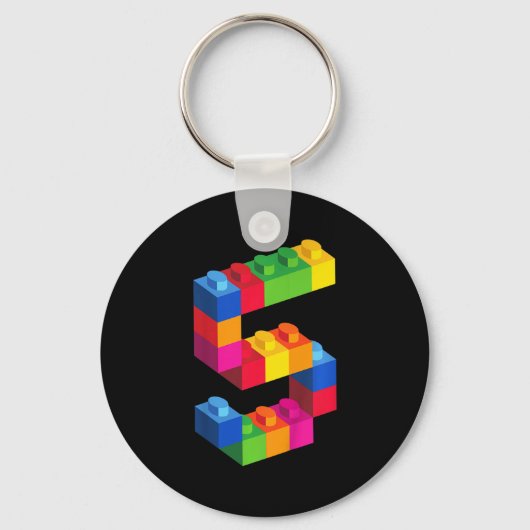 Kinder 5-jarige bouwstenen Blokkeren 5 Sleutelhanger (Voorkant)