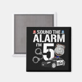 Kinder 5-jarige politieman op zaterdag Cop Car 5t Magneet (Voorkant / Achterkant)