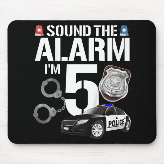 Kinder 5-jarige politieman op zaterdag Cop Car 5t Muismat (Voorkant)