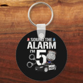 Kinder 5-jarige politieman op zaterdag Cop Car 5t Sleutelhanger (Voorkant)