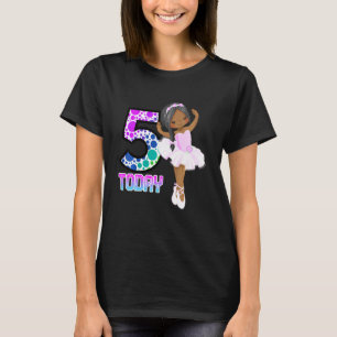 Kinder 5 Little Girls Ballet Birthday Black Gi T-shirt