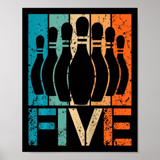 Kinder 5e Bowling Verjaardag 5 jaar oude Verjaarda Poster (Voorkant)