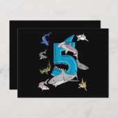 Kinder 5e verjaardag Boys Shark White Shark Aankondigingskaart (Voorkant / Achterkant)