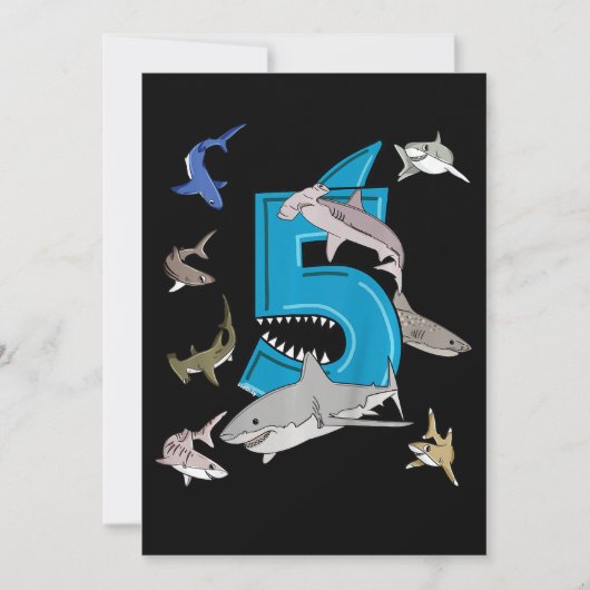 Kinder 5e verjaardag Boys Shark White Shark Kaart (Voorkant)