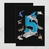 Kinder 5e verjaardag Boys Shark White Shark Kaart (Voorkant / Achterkant)