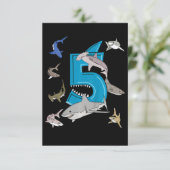 Kinder 5e verjaardag Boys Shark White Shark RSVP Kaartje (Staand voorkant)