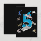 Kinder 5e verjaardag Boys Shark White Shark RSVP Kaartje (Voorkant / Achterkant)
