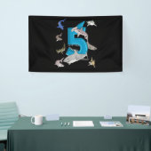 Kinder 5e verjaardag Boys Shark White Shark Spandoek (Beurs)