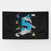 Kinder 5e verjaardag Boys Shark White Shark Spandoek (Horizontaal)