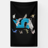 Kinder 5e verjaardag Boys Shark White Shark Spandoek (Verticaal)
