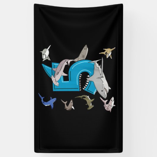 Kinder 5e verjaardag Boys Shark White Shark Spandoek (Verticaal)