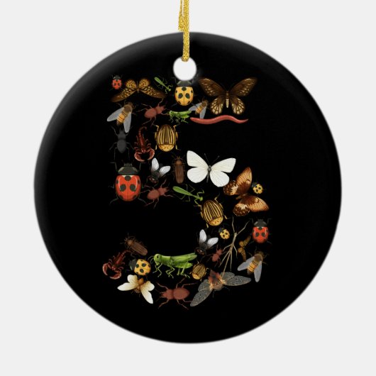 Kinder 5e Verjaardag Bugs Insecten Kevers Jongens  Keramisch Ornament (Achterkant)