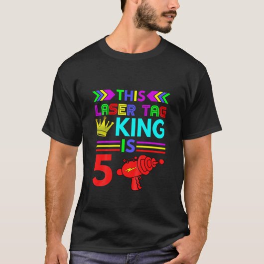 Kinder 5e verjaardag - Deze laserLabel koning 5 T-shirt (Voorkant)