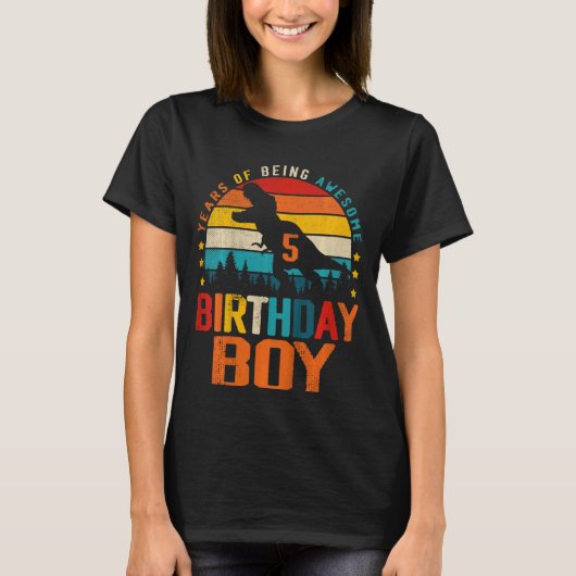 Kinder 5e Verjaardag Dinosaurus Rex 5 jaar van het T-shirt (Voorkant)