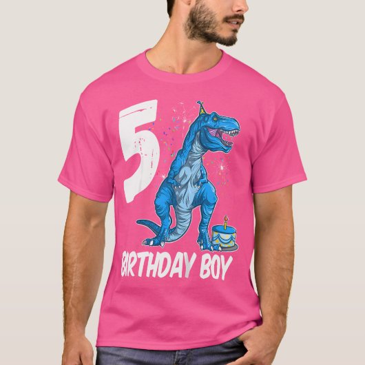 Kinder 5e verjaardag dinosaurus T Rex voor 5 jaar  T-shirt (Voorkant)