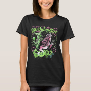 Kinder 5e verjaardag heks roze en groen 5 jaar oud t-shirt