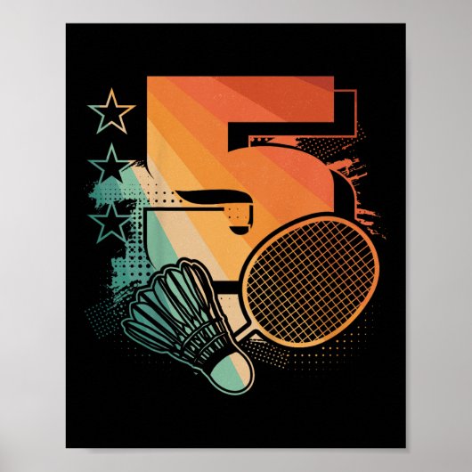 Kinder 5e Verjaardag Jongen Badminton Speler Badmi Poster (Voorkant)
