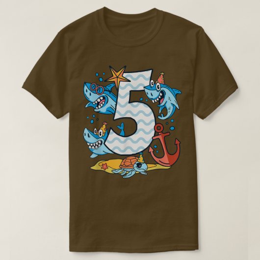 Kinder 5e verjaardag Jongen Shark 5 jaar oude haai T-shirt (Design voorkant)