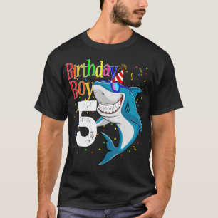 Kinder 5e verjaardag Jongen Shark Jaw-enkele vijf  T-shirt