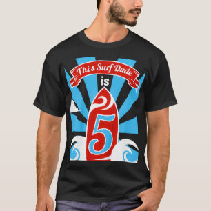 Kinder 5e Verjaardag Jongens Surf Surfer 5 Jaar Ou T-shirt