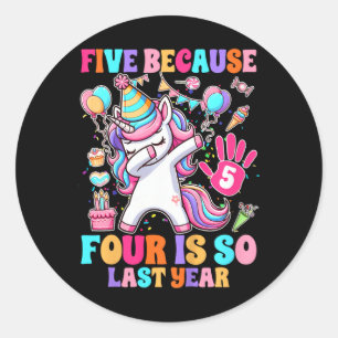Kinder 5e Verjaardag Meisje Eenhoorn Vijf Omdat Vi Ronde Sticker