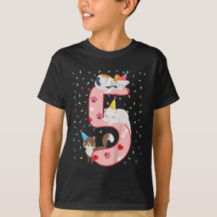 Kinder 5e verjaardag meisje met een kattekind 5 ja t-shirt