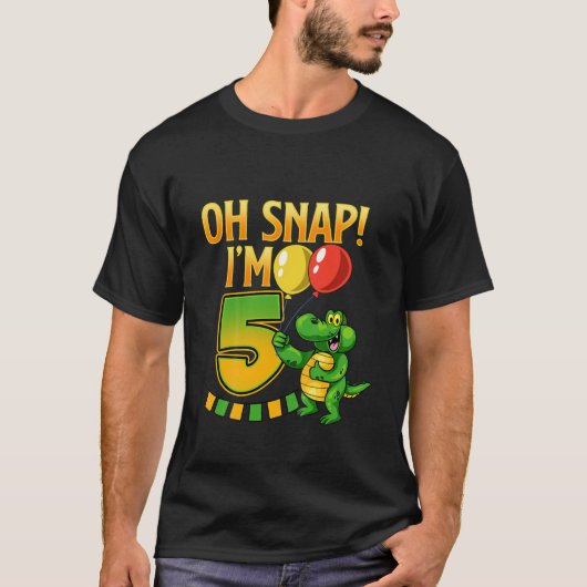 Kinder 5e verjaardag "Oh Snap!" Funny Croc Turning T-shirt (Voorkant)