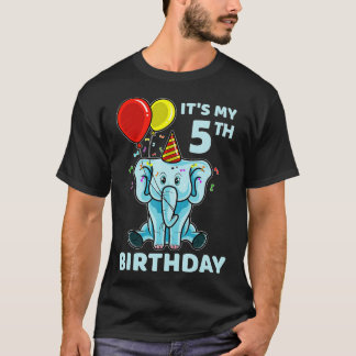 Kinder 5e verjaardag olifant mijn 5e feestdag t-shirt