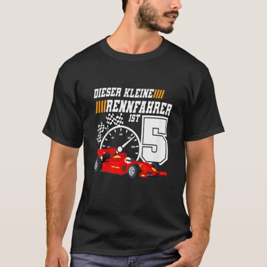 Kinder 5e verjaardag racer 5 jaar racewagen t-shirt (Voorkant)