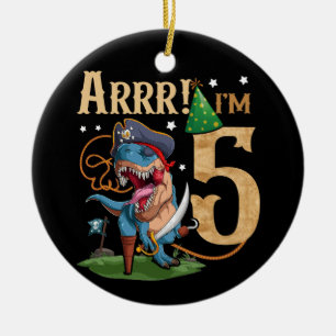 Kinder 5e verjaardag Shirt jongen 5 jaar oud Piraa Keramisch Ornament