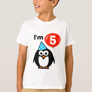 Kinder 5e verjaardag shirt met pinguïn cartoon