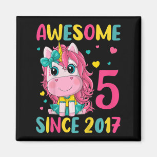 Kinder 5e verjaardag Unicorn Girl 5 jaar oud B Magneet