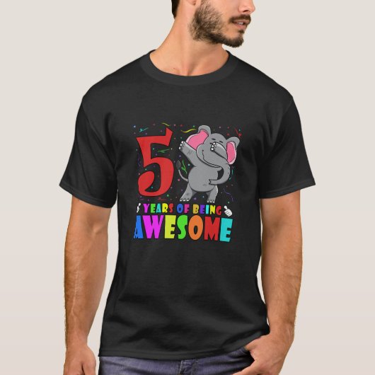 Kinder 5e verjaardag van het Elephant - 5 jaar T-shirt (Voorkant)