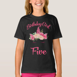 Kinder 5e verjaardag van het meisje Unicorn Shirt 