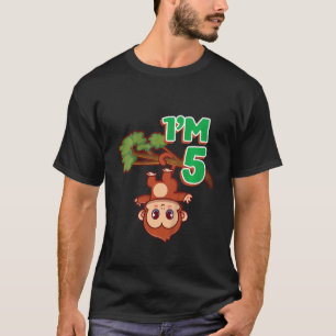 Kinder 5e verjaardagsfeestje 5 jaar Monkey Ape Zoo T-shirt