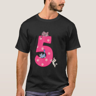 Kinder 5h Cat Birthday Celebrant 5 jaar oude Kitte T-shirt