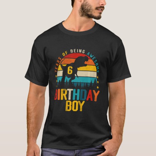 Kinder 6 jaar Geweldige Dinosaurus Rex 6e BIR T-shirt (Voorkant)