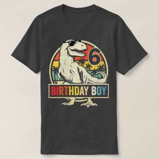 Kinder 6 jaar oud 6 jaar oud jongetje Rex Dinosaur T-shirt (Design voorkant)