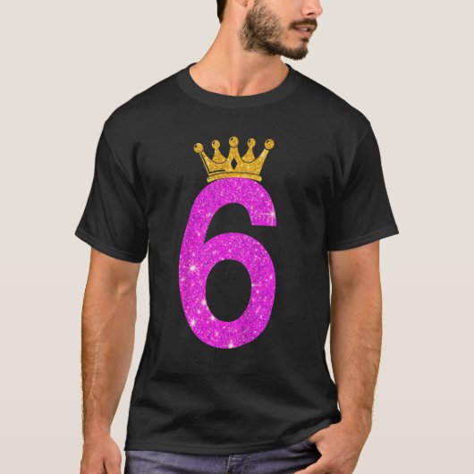 Kinder 6 Jaar Oud 6e Verjaardag Meisje Tiener Goud T-shirt (Voorkant)