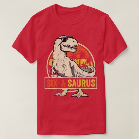 Kinder 6 jaar oud dinosaurusjaar 6e dag rex dino S T-shirt (Design voorkant)