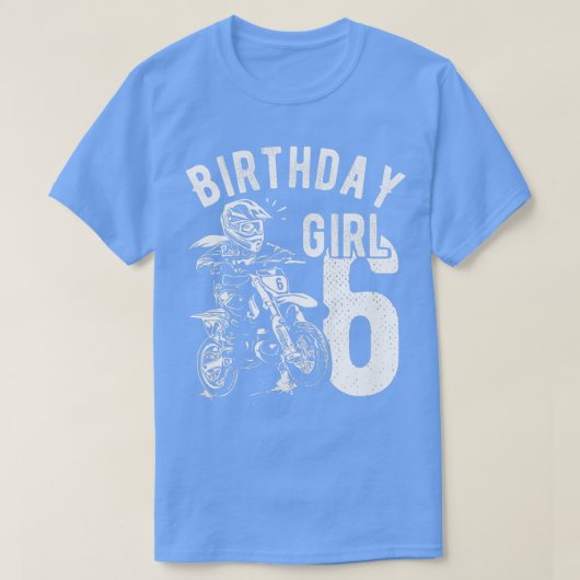 Kinder 6 jaar oud kind Verjaardagsmeisjes Dirt bik T-shirt (Design voorkant)