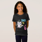 Kinder 6 jaar oud meisje, geboortedag, Unicorn Cat T-shirt (Voorkant volledig)