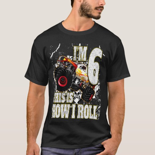 Kinder 6 jaar oud Monster Truck Verjaardag T-shirt (Voorkant)