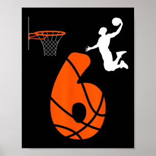 Kinder 6 jaar oud slam dunk its mijn 6e verjaardag poster