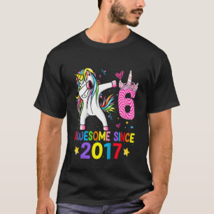 Kinder 6 jaar oud Unicorn Dabbing 6th Birthday Gir T-shirt