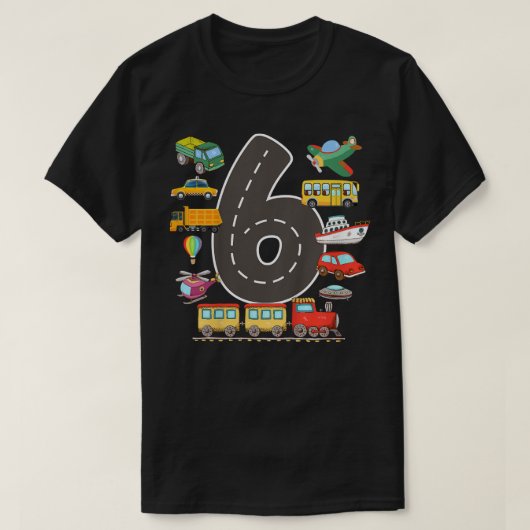 Kinder 6 jaar oud vervoer zondagse 6e t-shirt (Design voorkant)