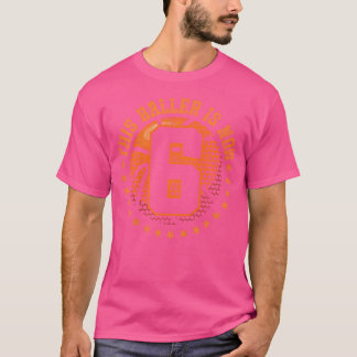 Kinder 6 jaar oude basketbal 6e verjaardag Boy Bas T-shirt
