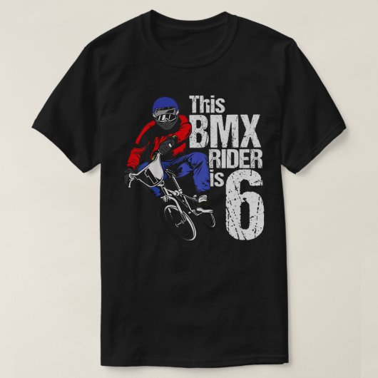 Kinder 6 jaar oude BMX Birthday Party boys Dirt Bi T-shirt (Design voorkant)